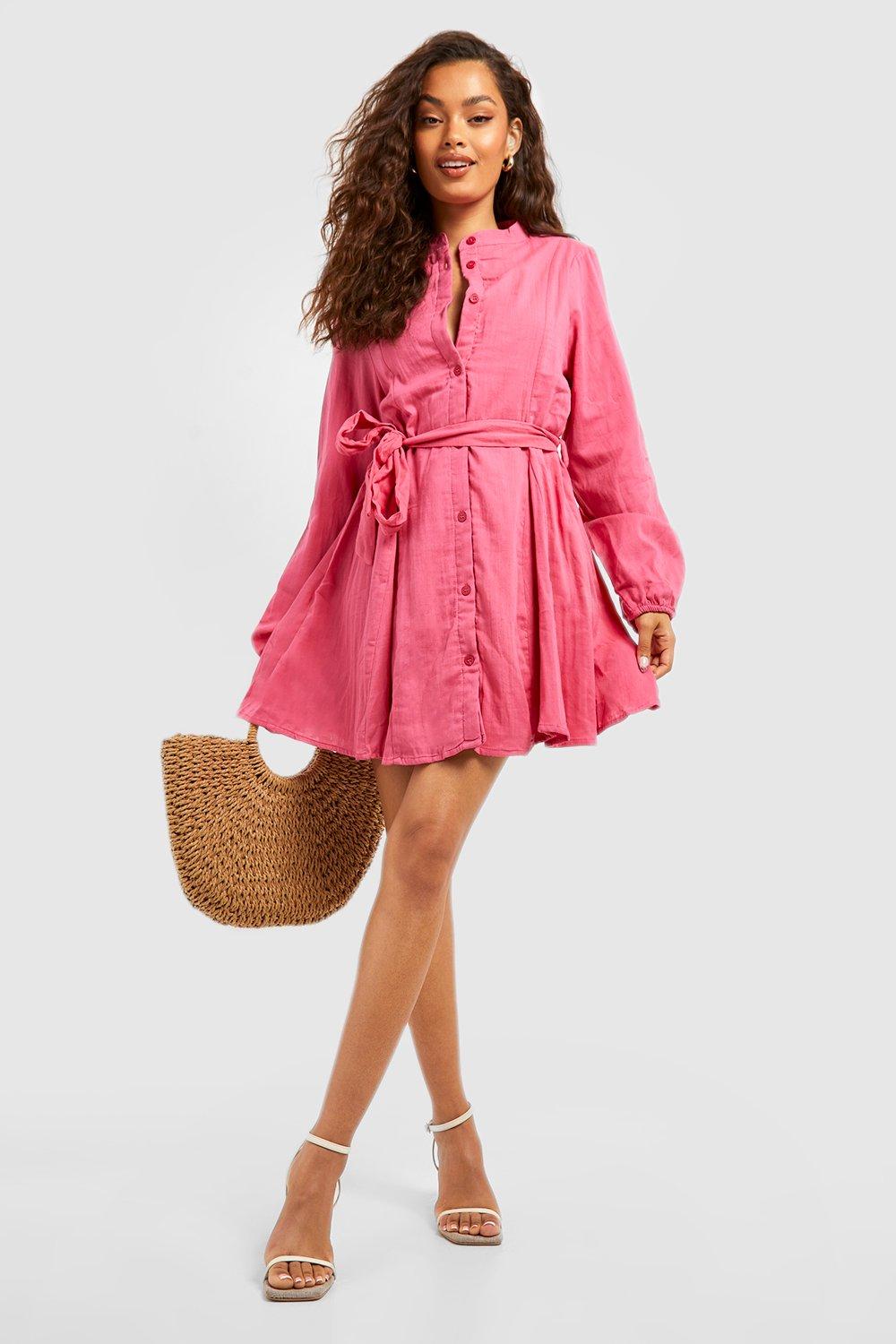 Linen belted shirt clearance dress